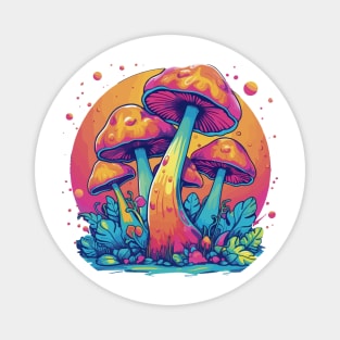 Mushroomcore Groovy Retro Shrooms Magnet